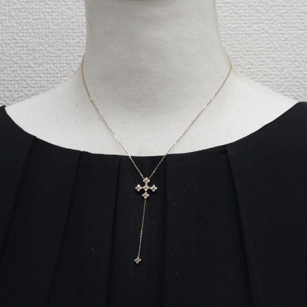 ヴァンドーム青山 K18PG ダイヤモンド ペンダントネックレス 0.14ct クロス