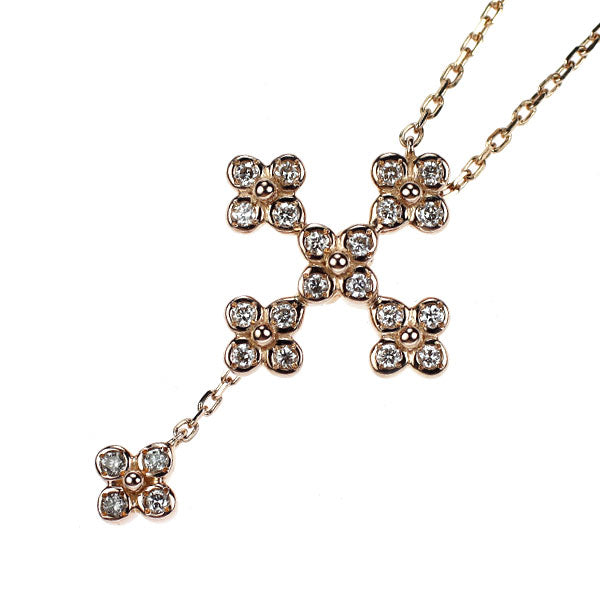 ヴァンドーム青山 K18PG ダイヤモンド ペンダントネックレス 0.14ct クロス