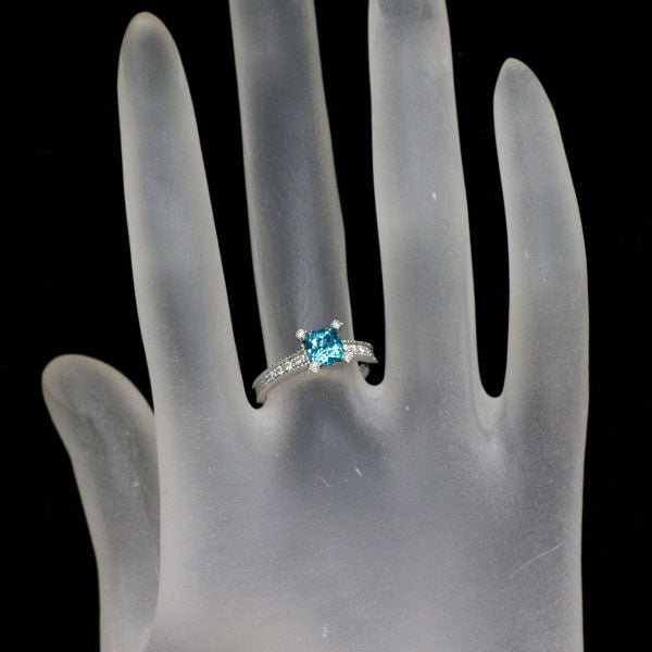 Pt900 ラタナキリブルージルコン ダイヤモンド リング 1.21ct D0.12ct
