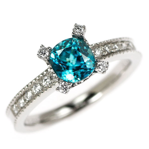 Pt900 ラタナキリブルージルコン ダイヤモンド リング 1.21ct D0.12ct