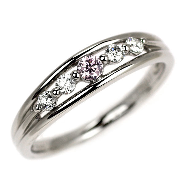 希少 Pt900 天然ピンクダイヤモンド リング 0.07ct D0.11ct — セルビー