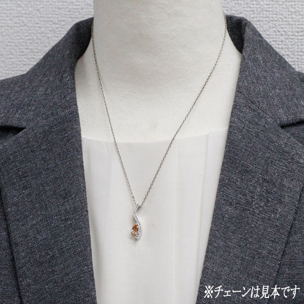 K18WG インペリアルトパーズ ダイヤモンド ペンダントトップ 0.81ct D0.12ct