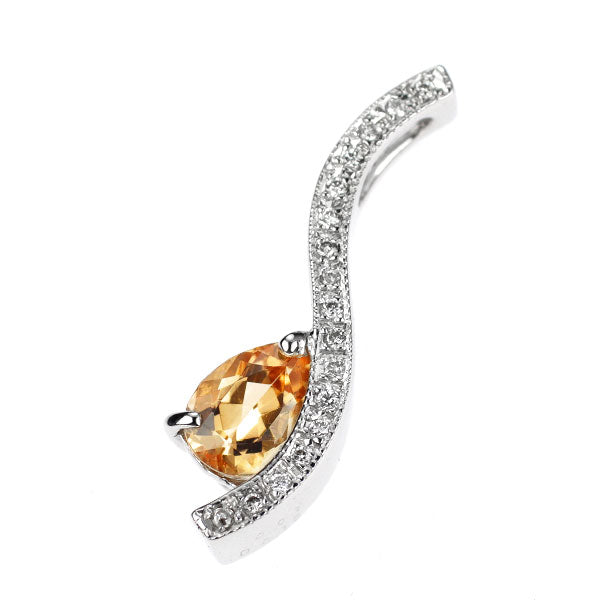 K18WG インペリアルトパーズ ダイヤモンド ペンダントトップ 0.81ct D0.12ct