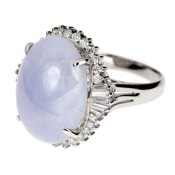 Pt900 樹脂含浸なし ラベンダー 翡翠/ヒスイ ダイヤモンド リング 13.3ct D0.61ct