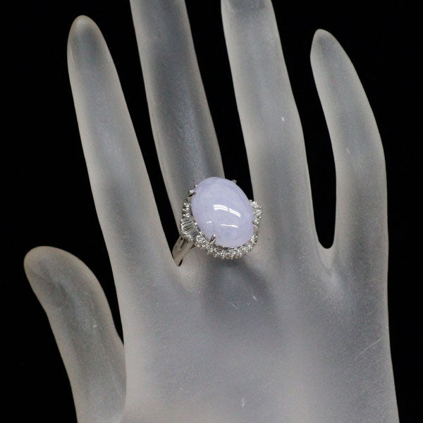 Pt900 樹脂含浸なし ラベンダー 翡翠/ヒスイ ダイヤモンド リング 13.3ct D0.61ct
