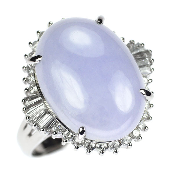 Pt900 樹脂含浸なし ラベンダー 翡翠/ヒスイ ダイヤモンド リング 13.3ct D0.61ct