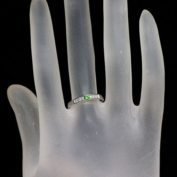 希少 Pt950 デマントイドガーネット ダイヤモンド リング 0.09ct D0.06ct