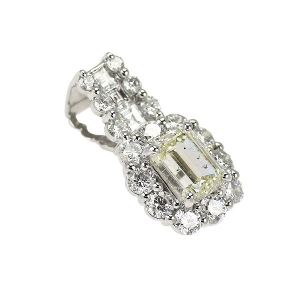 Pt900 エメラルドカット ダイヤモンド ペンダントトップ 1.074ct L SI2 D1.05ct
