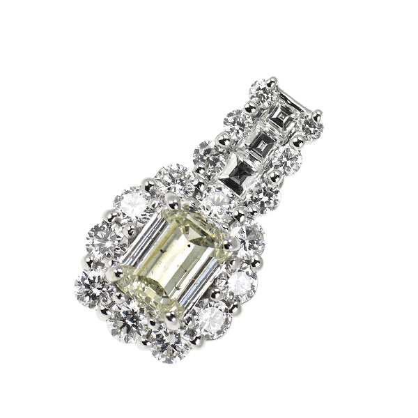 Pt900 エメラルドカット ダイヤモンド ペンダントトップ 1.074ct L SI2 D1.05ct