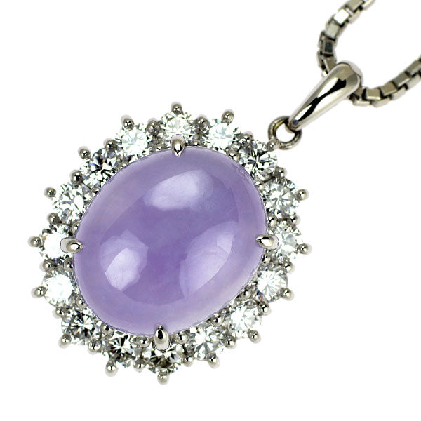 Pt900/Pt850 ラベンダー 翡翠 ダイヤモンド ペンダントネックレス 7.667ct D1.31ct