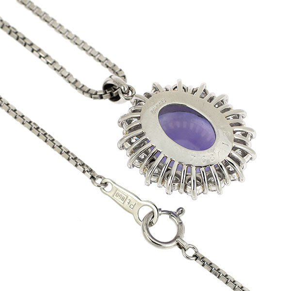 Pt900/Pt850 ラベンダー 翡翠 ダイヤモンド ペンダントネックレス 7.667ct D1.31ct