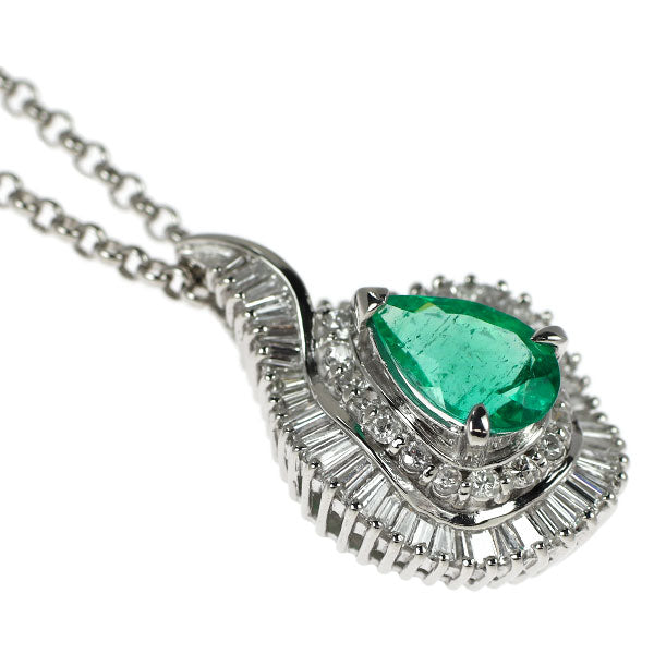 Pt900/Pt850 エメラルド ダイヤモンド ペンダントネックレス 1.59ct D1.13ct