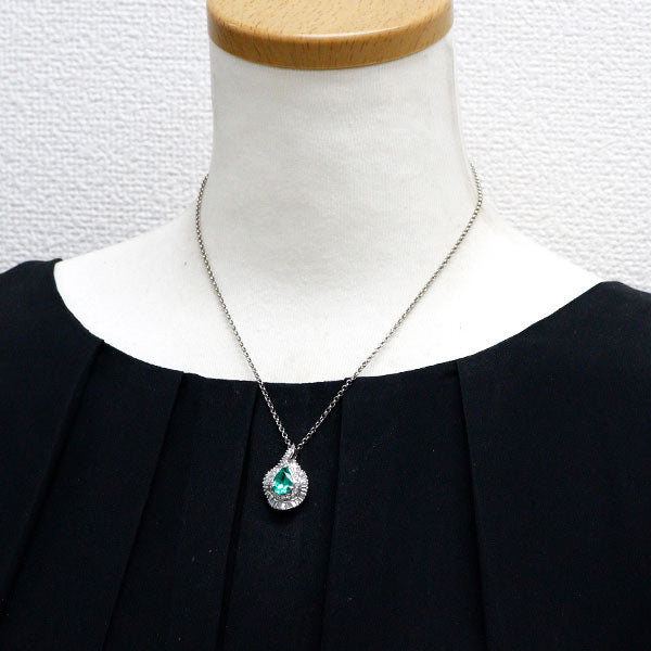 Pt900/Pt850 エメラルド ダイヤモンド ペンダントネックレス 1.59ct D1.13ct