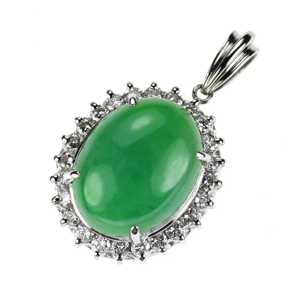 Pt900 翡翠 ダイヤモンド ペンダントトップ 6.80ct D0.52ct