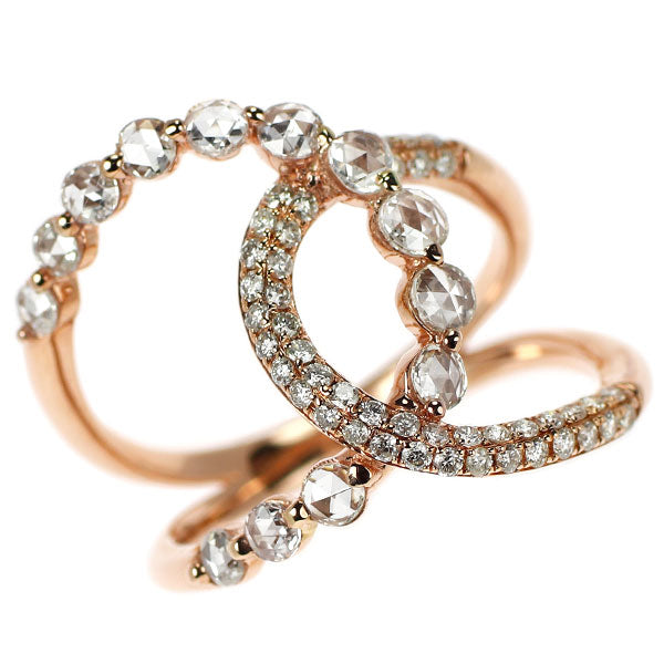 K18PG ローズカット/ラウンドブリリアントカット ダイヤモンド リング 1.00ct