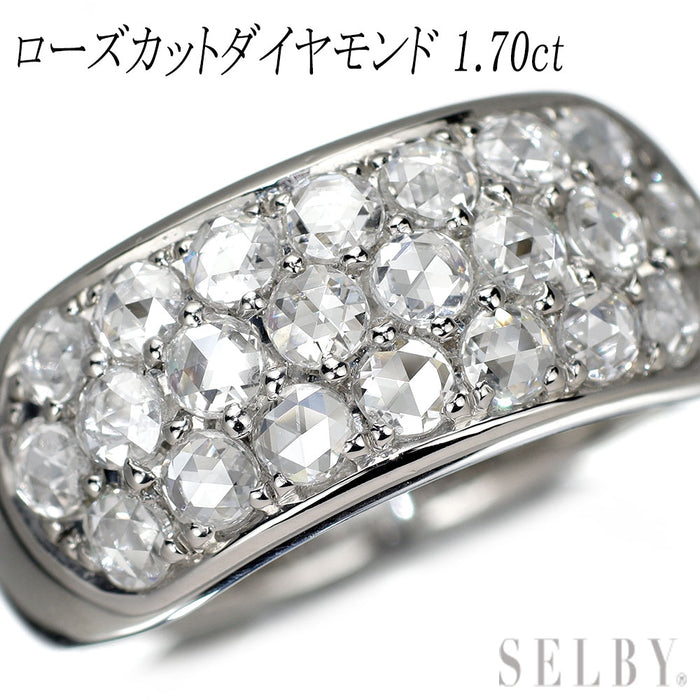 Pt900 ローズカット ダイヤモンド リング D1.70ct パヴェ
