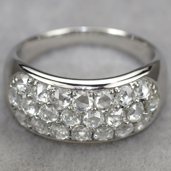 Pt900 ローズカット ダイヤモンド リング D1.70ct パヴェ