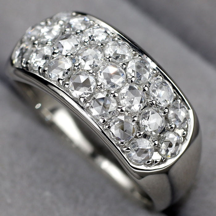 Pt900 ローズカット ダイヤモンド リング D1.70ct パヴェ