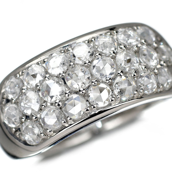 Pt900 ローズカット ダイヤモンド リング D1.70ct パヴェ