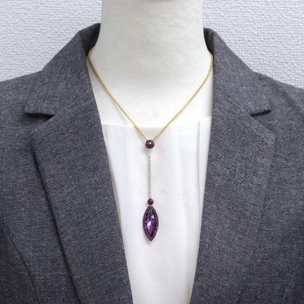 ロドニーレイナー ブラックメッキ/ K18YG/WG アメジスト ルビー ダイヤモンド ペンダントネックレス 8.08ct R1.65ct D0.28ct