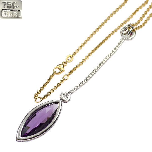 ロドニーレイナー ブラックメッキ/ K18YG/WG アメジスト ルビー ダイヤモンド ペンダントネックレス 8.08ct R1.65ct D0.28ct