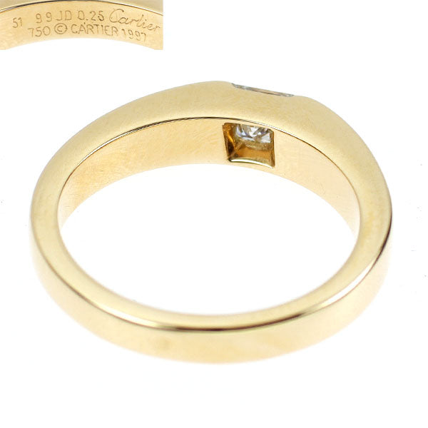 カルティエ K18YG プリンセスカット ダイヤモンド リング 0.25ct タンク 51号
