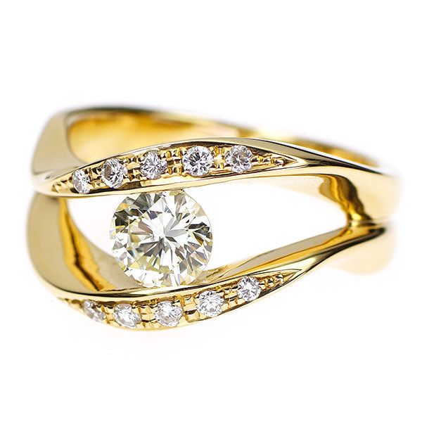 田崎真珠 K18YG ダイヤモンド リング 0.67ct D0.14ct