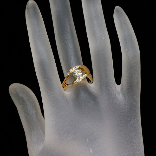 田崎真珠 K18YG ダイヤモンド リング 0.67ct D0.14ct