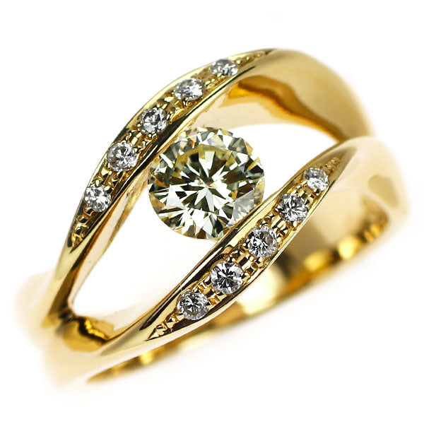 田崎真珠 K18YG ダイヤモンド リング 0.67ct D0.14ct