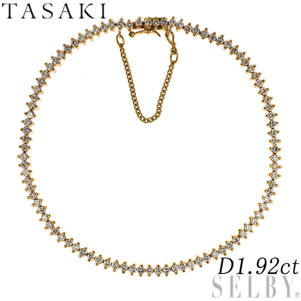 田崎真珠 K18YG ダイヤモンド テニス ブレスレット 1.92ct