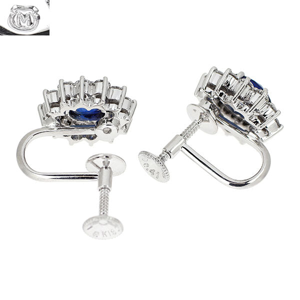 ミキモト K18WG サファイア ダイヤモンド イヤリング 2.04ct D0.82ct 《セルビー銀座店》【中古】