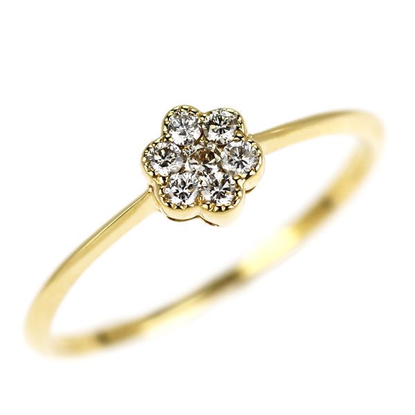 K18YG ダイヤモンド リング 0.15ct フラワー