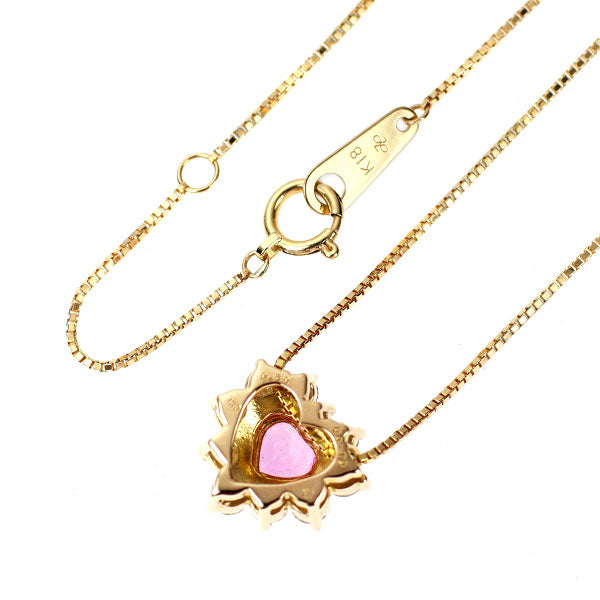 K18YG/PG ピンクサファイア ダイヤモンド ペンダントネックレス 0.50ct D0.70ct