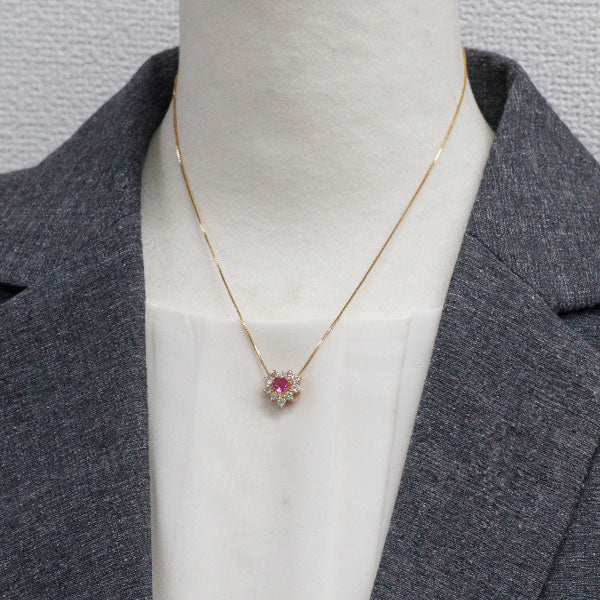 K18YG/PG ピンクサファイア ダイヤモンド ペンダントネックレス 0.50ct D0.70ct