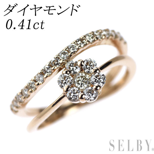 K18PG ダイヤモンド リング 0.41ct  フラワー