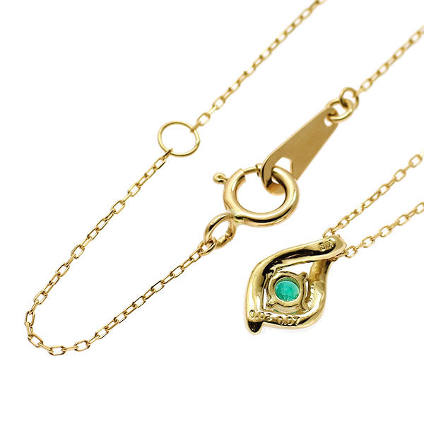 K18YG エメラルド ダイヤモンド ペンダントネックレス 0.07ct D0.03ct