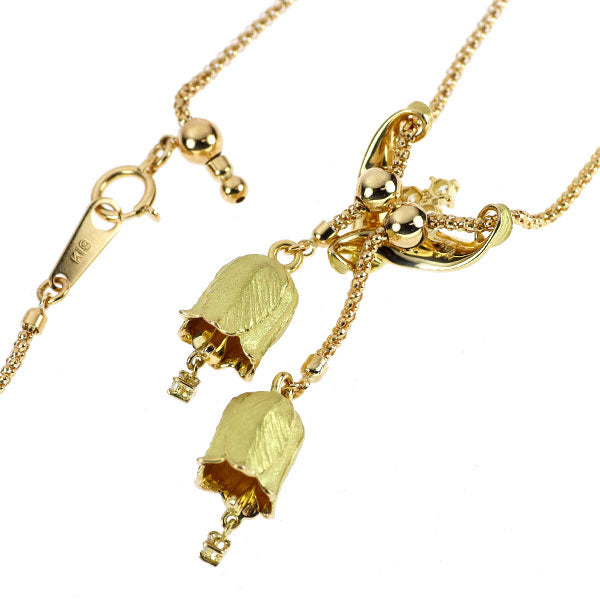 K18YG ダイヤモンド ペンダントネックレス 0.14ct フラワー スライド Yデザイン