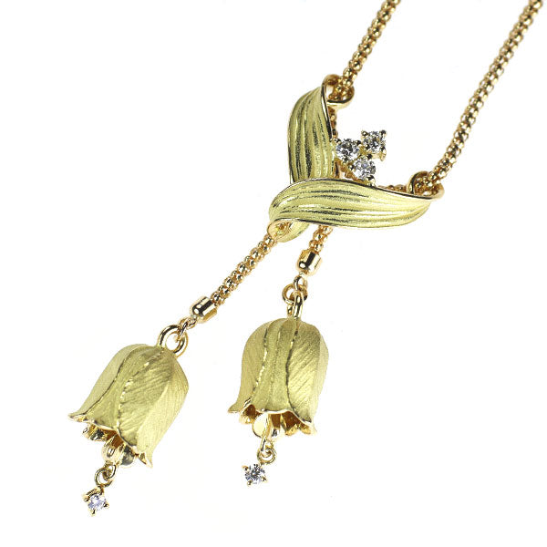 K18YG ダイヤモンド ペンダントネックレス 0.14ct フラワー スライド Yデザイン