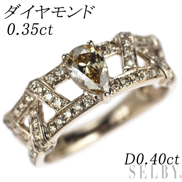 K18BG ペアシェイプ ダイヤモンド リング 0.35ct D0.40ct