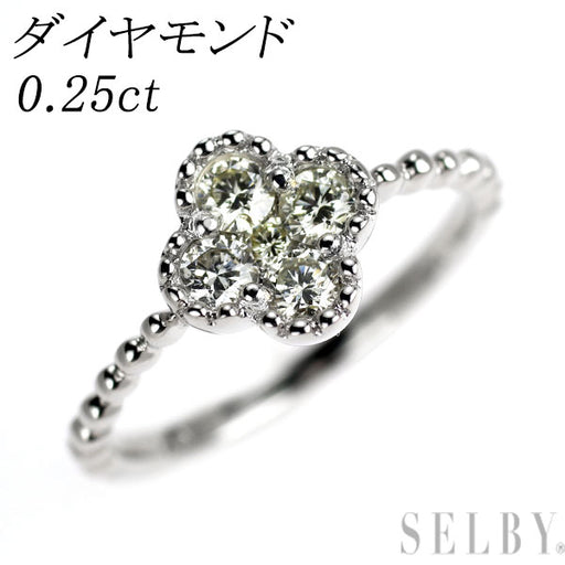 K18WG ダイヤモンド ピンキー リング 0.25ct フラワー — セルビー 