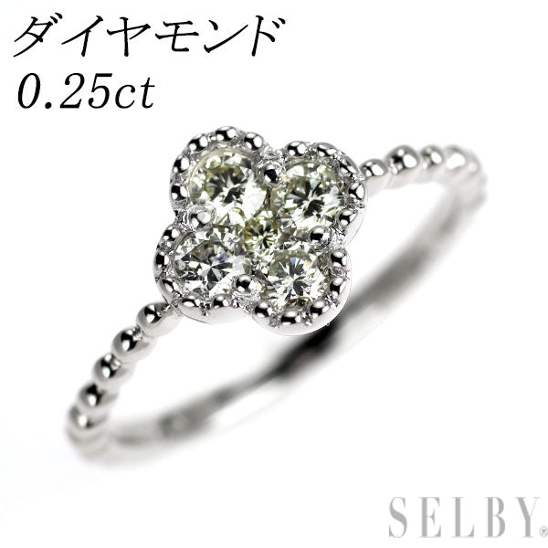 K18WG ダイヤモンド ピンキー リング 0.25ct フラワー