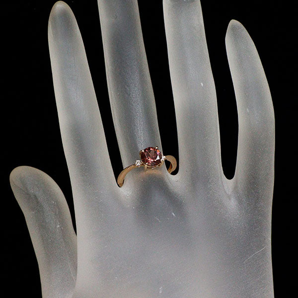 K18PG ピンクジルコン ダイヤモンド リング 1.30ct D0.03ct — セルビー