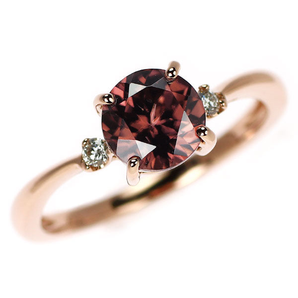 K18PG ピンクジルコン ブラウンダイヤリング K18PG ピンクジルコン ダイヤモンド リング 1.30ct D0.03ct — セルビー