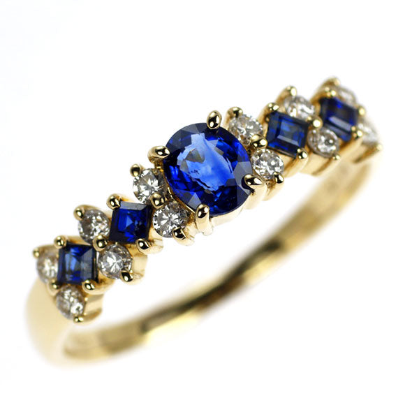 K18YG サファイア ダイヤモンド リング 0.78ct D0.27ct — セルビー