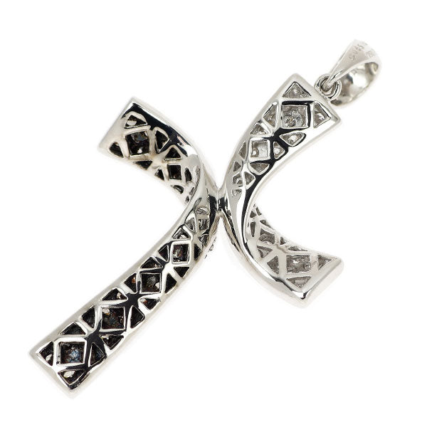 K18WG ブラウン/カラーレス ダイヤモンド ペンダントトップ BD1.00ct D0.65ct クロス