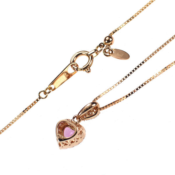 K18PG ピンクサファイア ダイヤモンド ペンダントネックレス 0.31ct D0.11ct