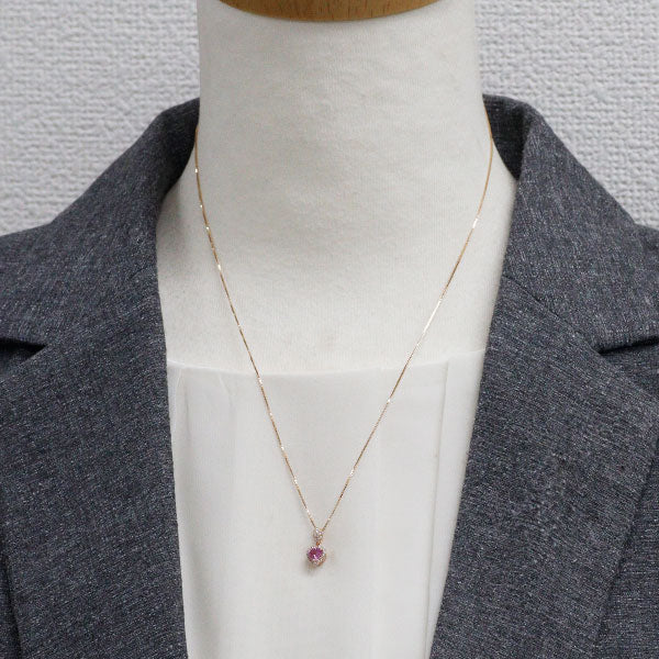 K18PG ピンクサファイア ダイヤモンド ペンダントネックレス 0.31ct D0.11ct