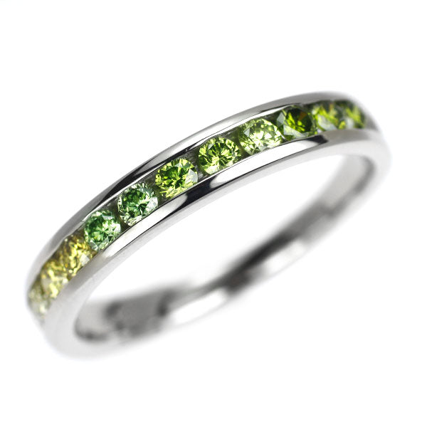 Pt900 トリートグリーン/イエロー ダイヤモンド リング 0.55ct