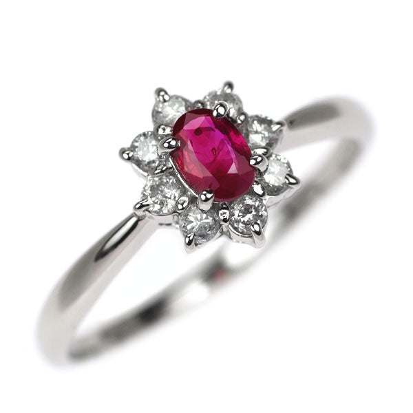 Pt900 ルビー ダイヤモンド リング 0.20ct D0.25ct
