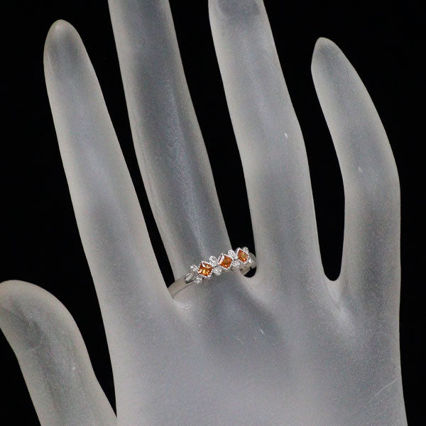 Pt900 オレンジ サファイア ダイヤモンド リング 0.22ct D0.038ct